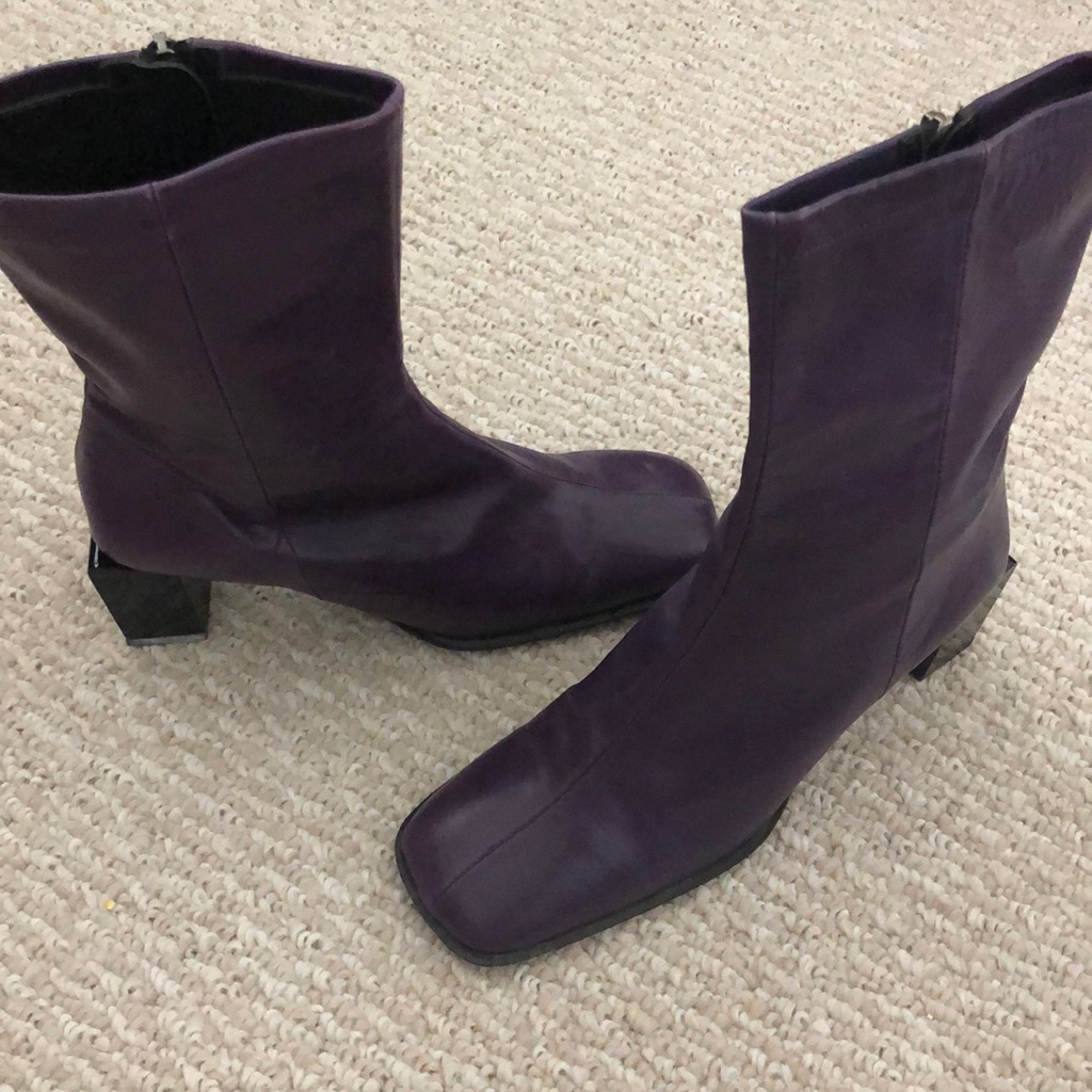 Ck Calvin Klein Purple Leather Short Boots